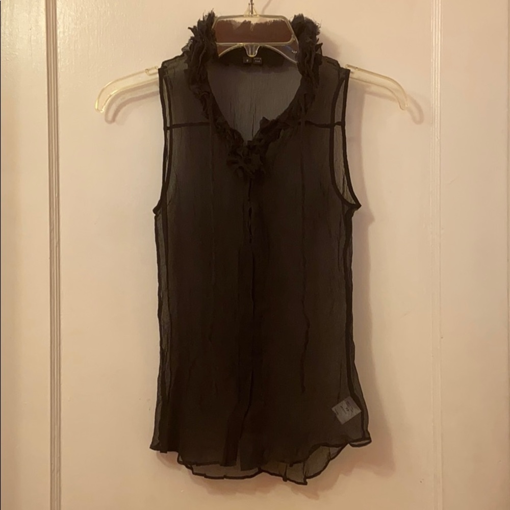 Theory sheer button down tank top
